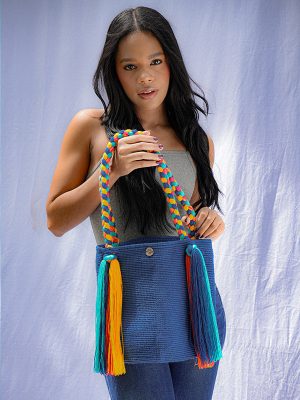 MOCHILA RAPUNZEL COMBI JEAN-DE 28 CM X 30 CM APROXIMADAMENTE