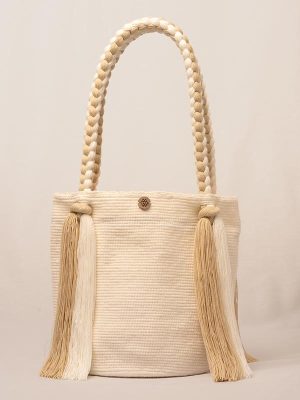 MOCHILA RAPUNZEL NORMAL HUESO BEIGE-DE 28 CM X 30 CM APROXIMADAMENTE